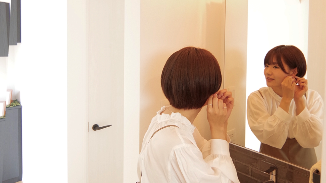 かわいい造作洗面化粧台で毎日の始まりが楽しいのもいい！